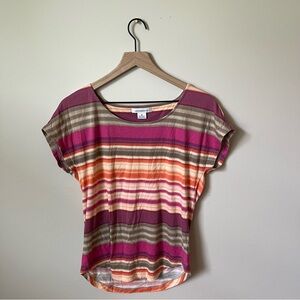 Liz Claiborne Vibrant Striped Short Sleeve Tee